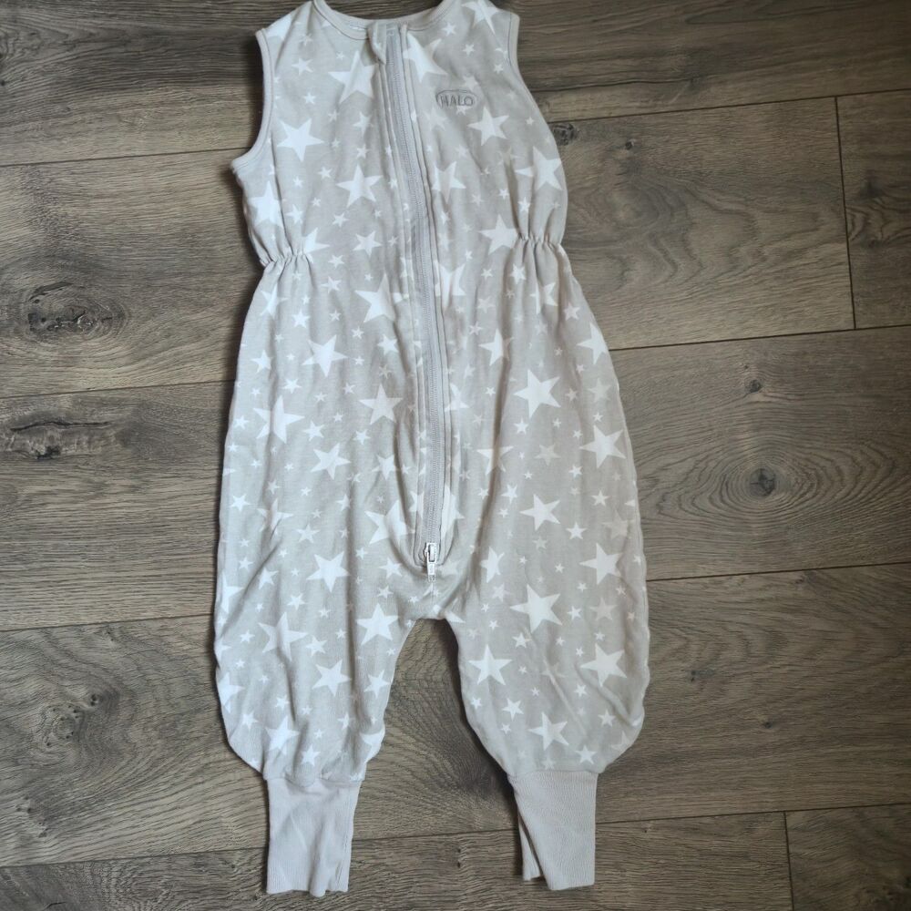 HALO SleepSack Early Walker Toddler 2T Gray White Star Cotton Wearable Blanket